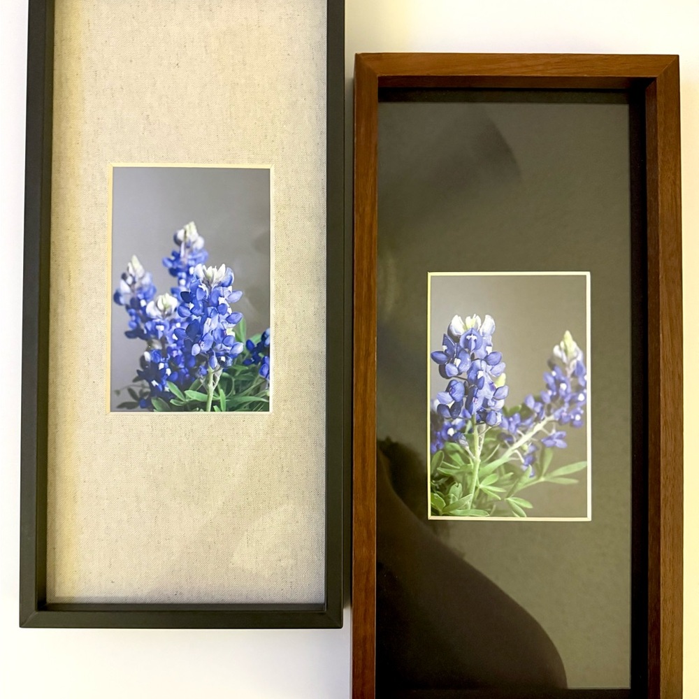 🪻🌿 Elegant Black & Brown Picture Frame Set with Stunning Texas Bluebonnet Prints